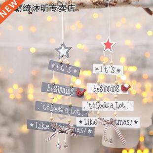 Christmas Wooden Corful Letters Decorative Pendants Pentag
