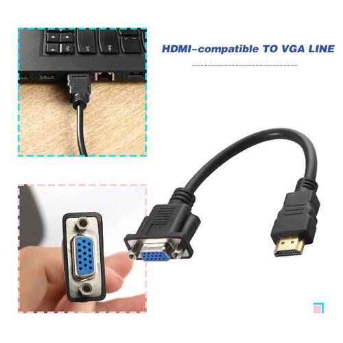 HDMI-compatible Male to VGA D-SUB Cable15 Pins Female apte