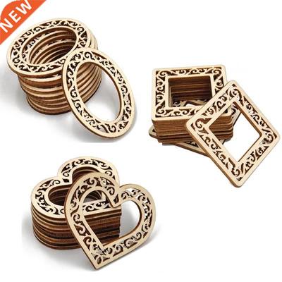 10pcs Wood Shaped Heart Oval Slices Unfinished DIY Crafts Sl