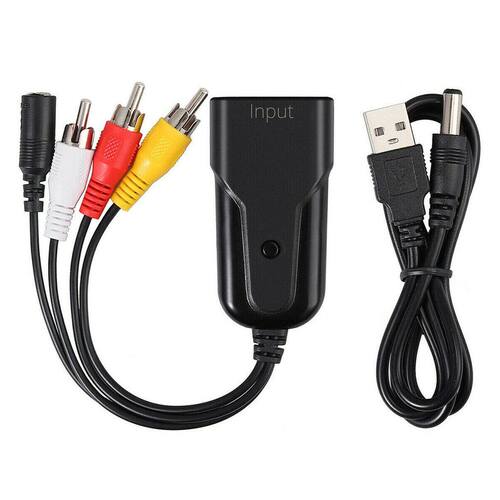 RCA to HDMI Converter Composite CVBS Adapter W/Audio USB Cab