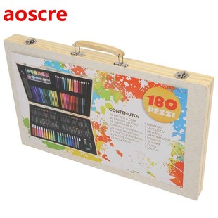 Childrens Drawing Kit Painting Set with Wooden Box Oil Paste