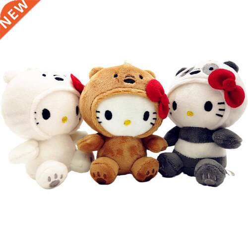 10CM Kawaii Anime Plush Toy Bow Kitty KT COS Brown bear Whit