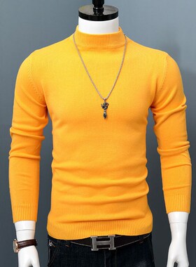 2020 New Men Autumn Winter Korean Pure Half Turtleneck Pullo