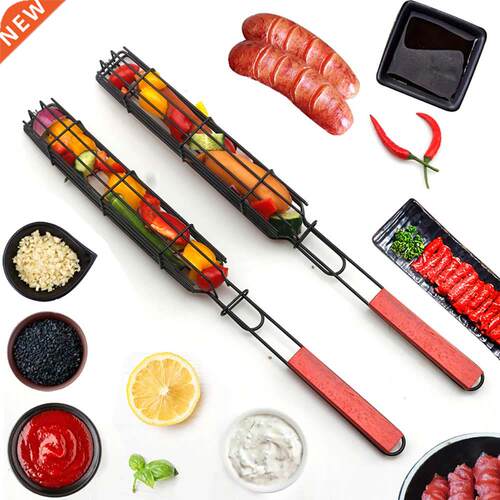 Portable BBQ Grilling Basket Stainless Steel Nonstick Barbec