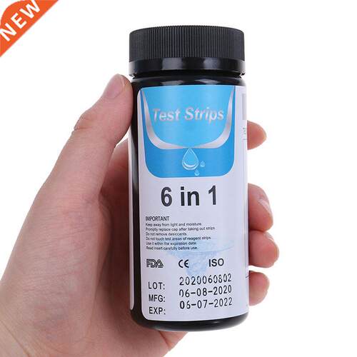 50pcs 6 IN 1 Water Quality Test Papers PH Level Total Alkali