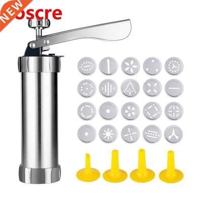 Stainless Steel Biscuit Press Maker with 20 Disc + 4 Nozzles