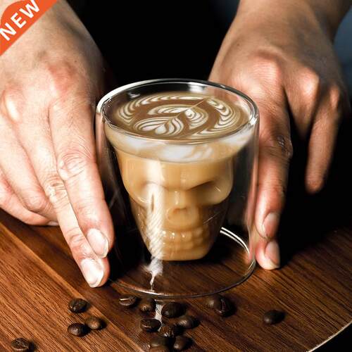 Double-layered Transparent Skull Head Coffee Mug Crystal Gla