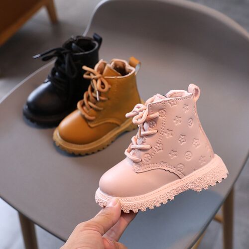 Girls Martin Boots New Autumn Winter Cotton-padded Boots Lit