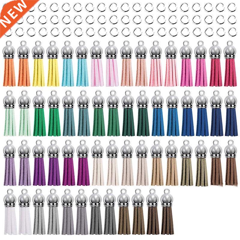 120Pcs Keychain Tassels Kit Leather Tassel Charms and Jump R