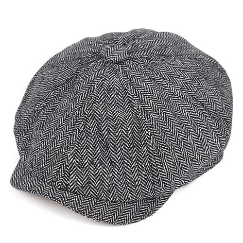 2019 new Retro Newsboy Caps Men Octagonal Hats Black British