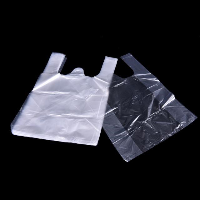 46pcs White Plastic Carrier Shopping Hand Bag Packaging Bags