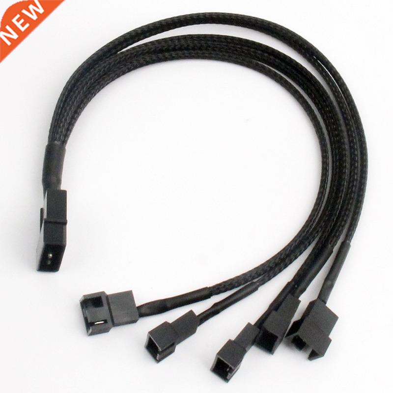 30cm 4pin IDE Molex to 4-Port Black Sleeved Cooler Cooling