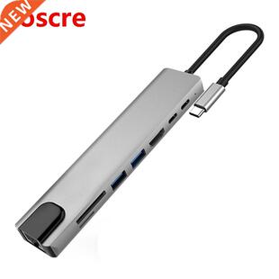 USB C HUB Type-C Docking Station 8-In-1 HDMI-Compatible+RJ45