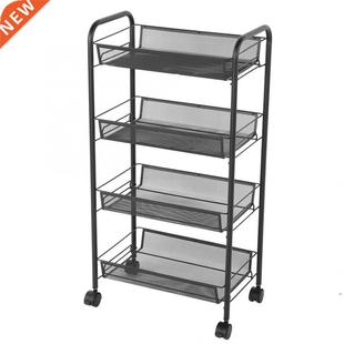 4 Tiers Rolling Wheels Kitchen Metal Trolley Cart Beauty Hai