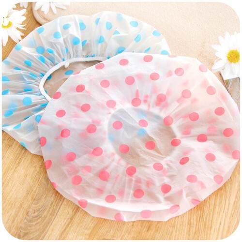Women Cap Bathroom Cap 1pc Durable Polka Dot Print Shower Ca