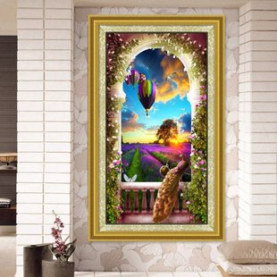 Peacock Hot Air Balloon Landscape 5D  Full Diamond Painti