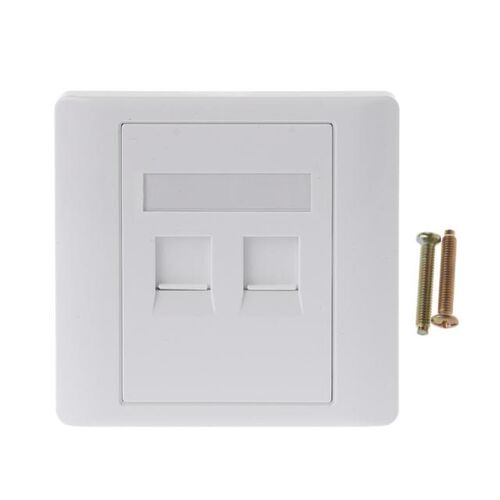 1 Pc Computer Socket Panel 2Pcs Screws 2 Ports CAT5 RJ45 Net