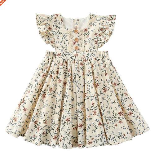 2021 New Summer Girls' Dress Baby Cute Flower Pleated Sl