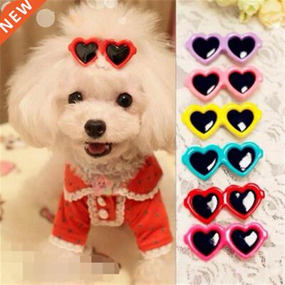 New Pet Lovely Heart Sunglasses Hairpins Pet Dog Bows Hair C