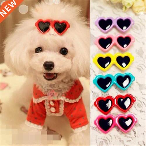 New Pet Lovely Heart Sunglasses Hairpins Pet Dog Bows Hair C
