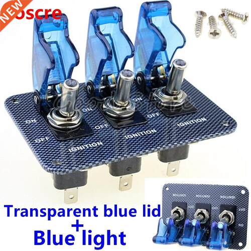 X12V Blue LED Safety Cover Aircraft Toggle Switch Carbon Fi