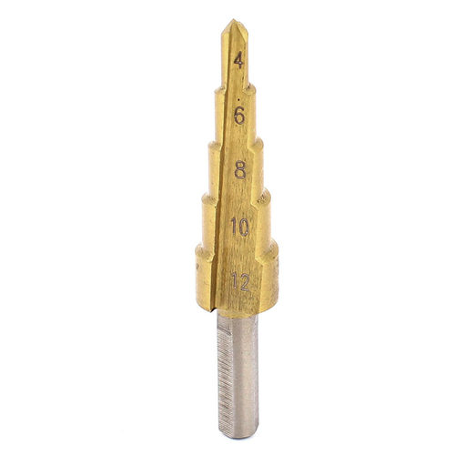 4-12mm Gold Tone Triangle Shank Titanium-Plated Straight Flu