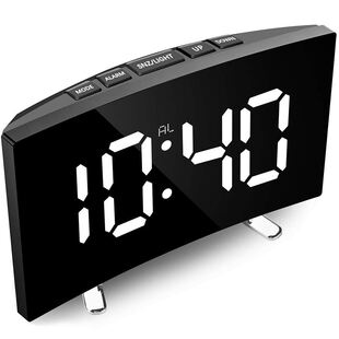 Digital Alarm Clock, 7 Inch Curved Dimmable LED Screen Digit