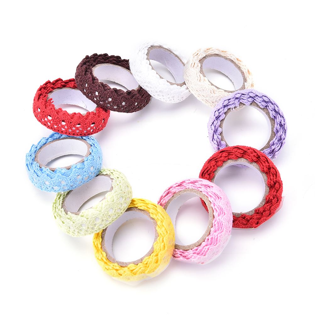 9 Colors 1PC White Crochet Lace Roll Cotton Lace Fabric Ri