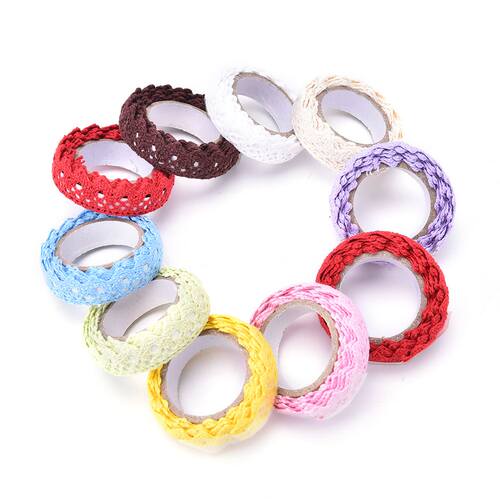 9 Colors 1PC White Crochet Lace Roll Cotton Lace Fabric Ri