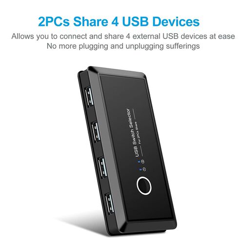 2 in 4 out USB 2.0 Peripheral Sharing Switch 2 PCs Sharing 4