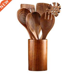 Wooden Kitchen Cooking Utensils, 8 PCS Wooden Spoons and Spa