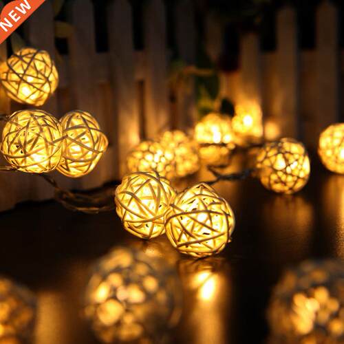 2M 20LED White/ Warm White Rattan Ball LED ring Lighting C
