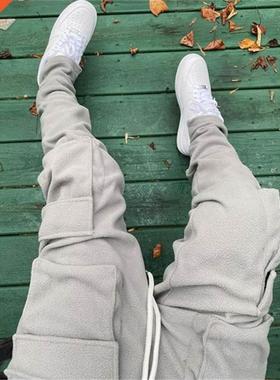 Fleece warm men pants for autumn winter setwear Men's sw