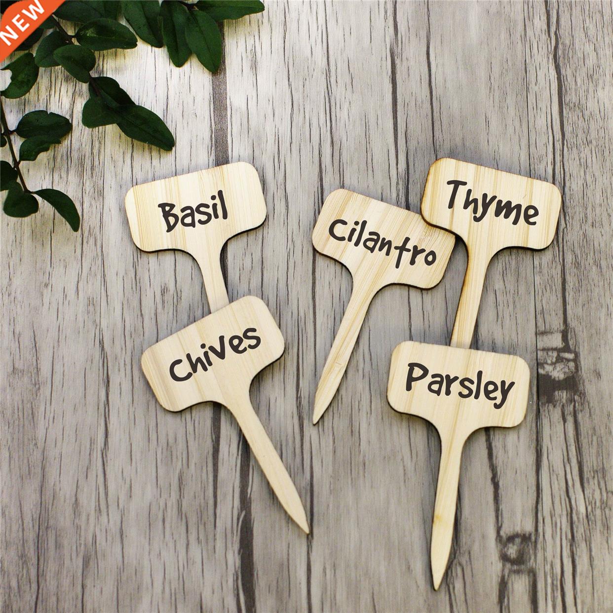 Plant Seeds 3 Size T-Type Bamboo Plant Labels Wooden Hang Ta