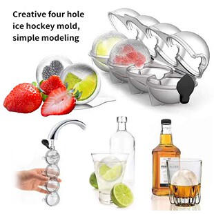 Ice Box Ice Ball Mold Ice Tray Mold 4 Grids Round Ice Cube M