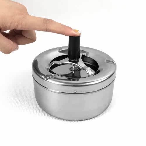 Smoking Accessories Stainless Steel Ashtray Round Push Down
