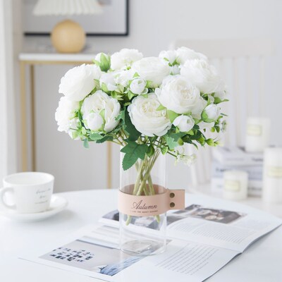 White Roses Artificial Flowers Silk Peonies Wedding Decorati