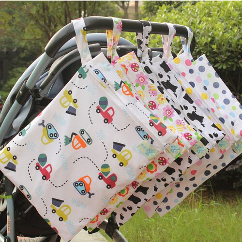 Baby 30*40 Diaper Bag Cartoon Waterproof Reusable Wet Dry Ba