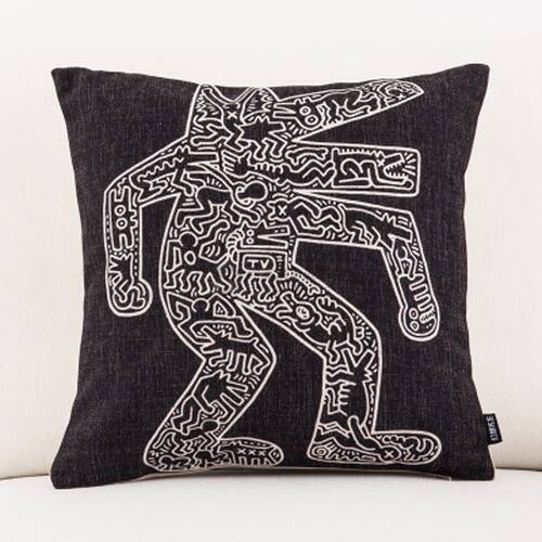 Keith Haring Graffiti Printed Square Decorative Throw Pillow