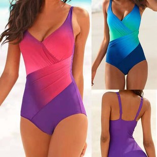 Women Plus Size Bikini One Piece Gathered Bikini Swimsuits S