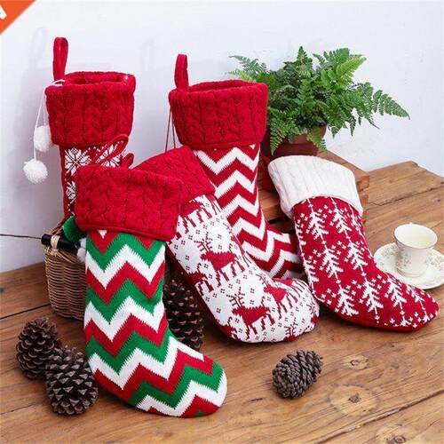 Knitted Christmas Sock Decoration Xmas Stocking Candy Snack