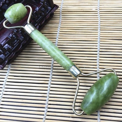 Double Head Green Jade Roller Elliptical Massager Eye Face N