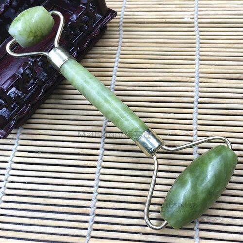 Double Head Green Jade Roller Elliptical Massager Eye Face N