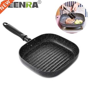 TEENRA 9in Aluminum Non-stick Square Grill Pan Steak Fry Pan