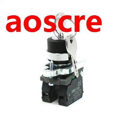 1pc 19-XB2 Panel Mounted Key Rotary Start Locking Pushbutto