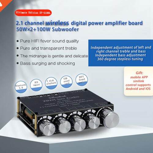 Bluetooth-compatible 5.0 2.1 Channel Audio Stereo Bass Amp B