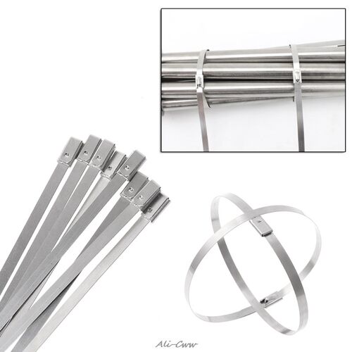 10PC Stainless Steel Metal Cable Tie Zip Wrap Exhaust Heat S