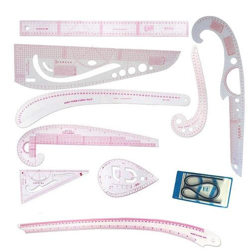 10 Stlye Fashion Ruler Set Vary Form Curve French Curve Patt