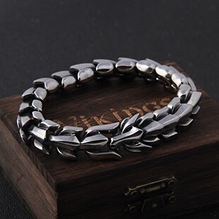 Viking Ouroboros vintage punk bracelet for men stainless ste