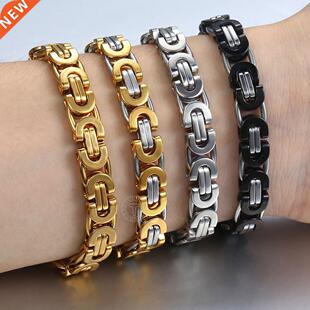 Davieslee Byzantine Chain Bracelet for Men Gold Black Silver